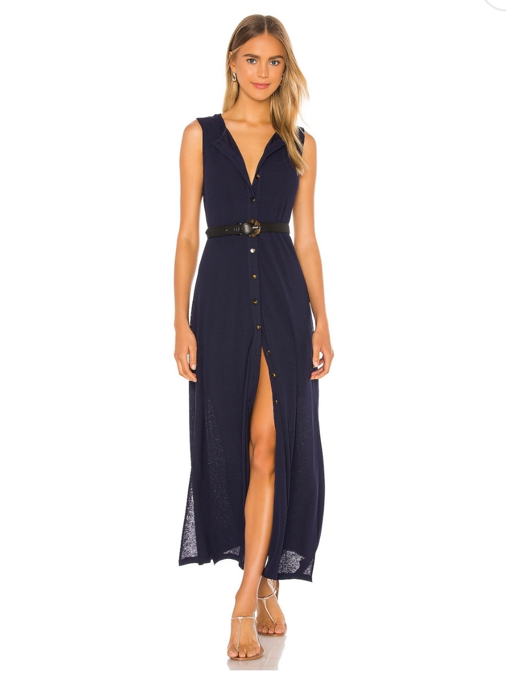 Callahan Mira Navy Button-Front Maxi Dress